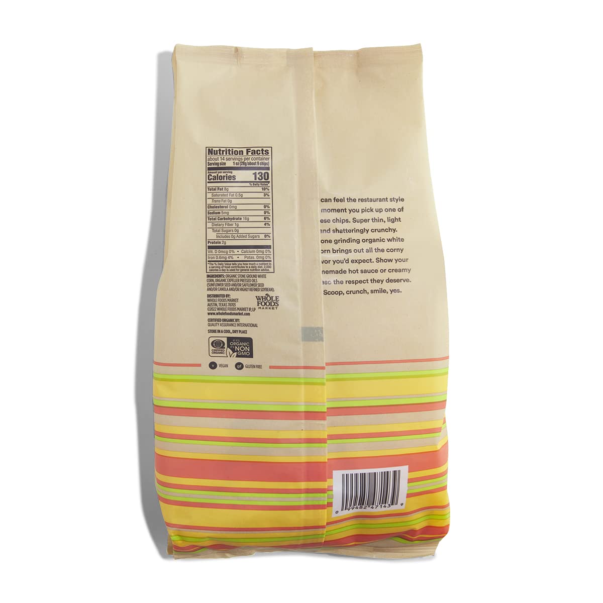 Organic Restaurant Style White Corn Tortilla Chips Unsalted 14 Oz 365 By Whole Foods Market
