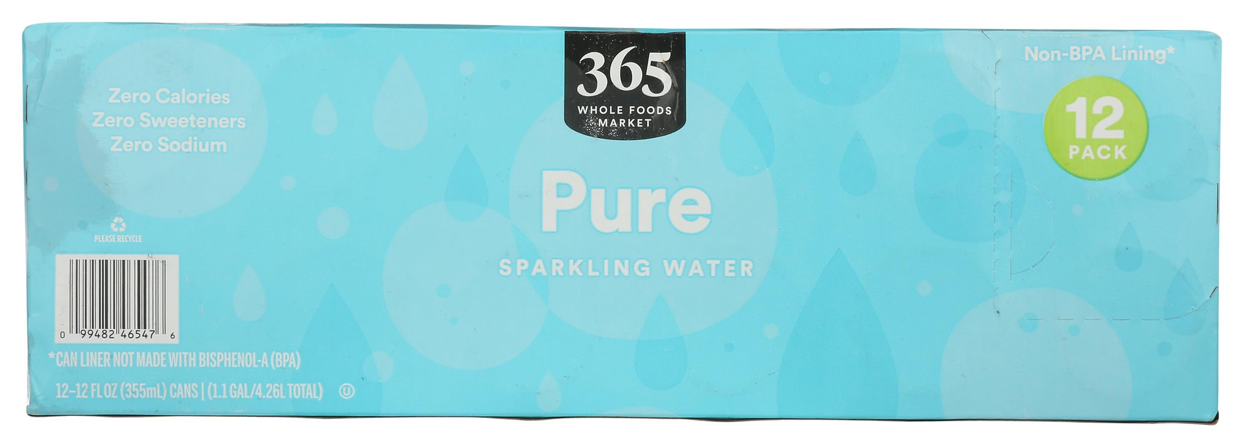 Sparkling Water Pure 12 Fl Oz 12 Count 365 By Whole Foods Market