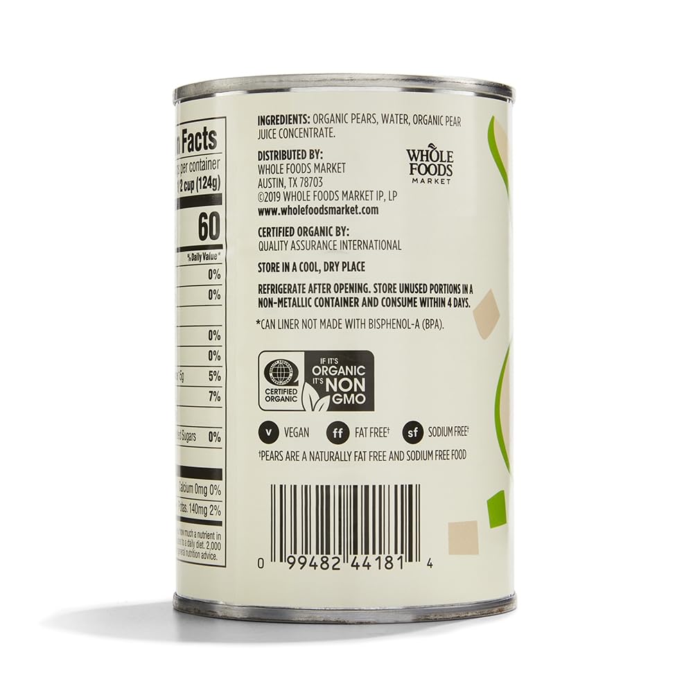 Organic Pear Halves 15 Oz 365 By Whole Foods Market