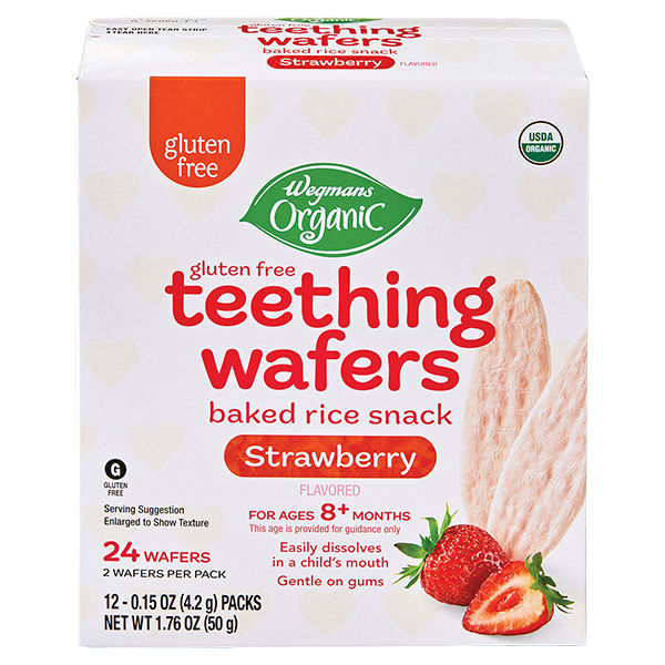 Wegmans Organic Strawberry Teething Wafers 1.76 Oz 24 Ct