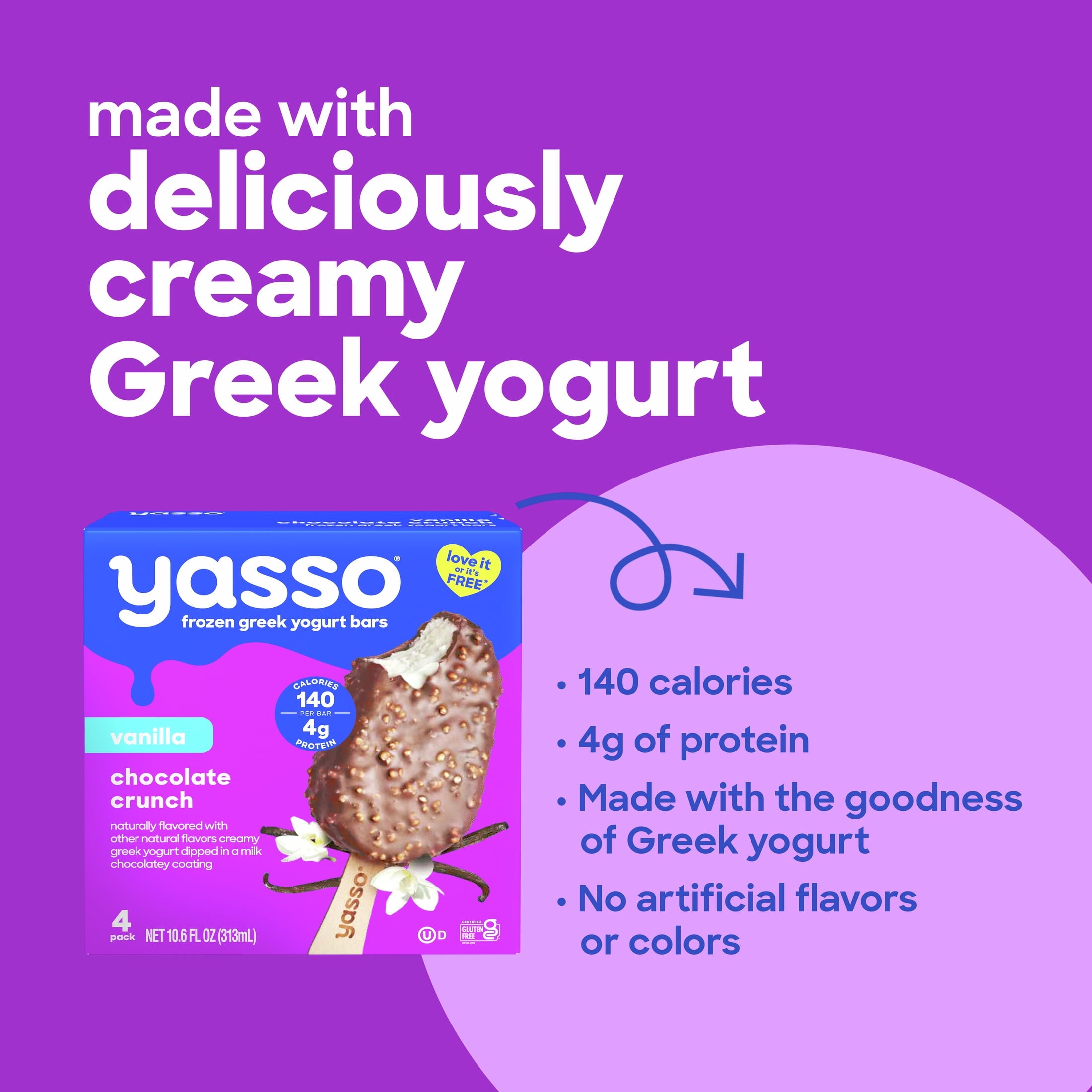 Yasso Vanilla Chocolate Crunch Frozen Greek Yogurt Bars 4 Count