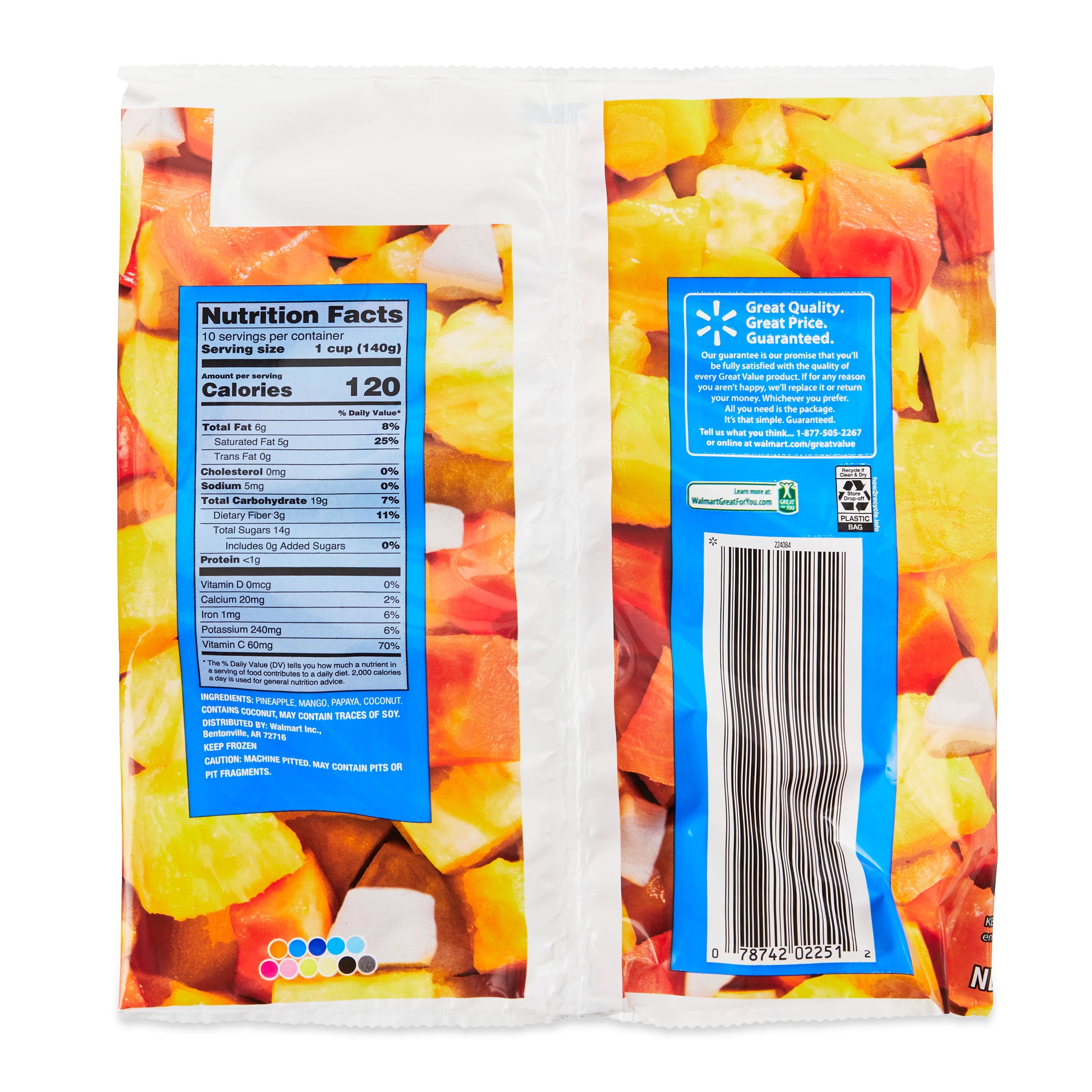 Great Value Tropical Fruit Blend Frozen 48 Oz