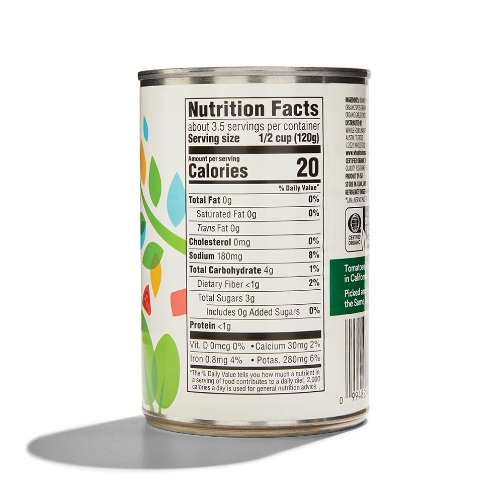 Organic Diced Tomatoes With Basil Garlic & Oregano 14.5 Oz 365 By Whole Foods Market