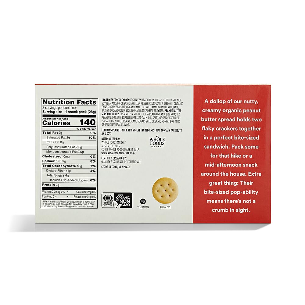 Organic Mini Peanut Butter Sandwich Crackers 8 Oz 1 Count 365 By Whole Foods Market