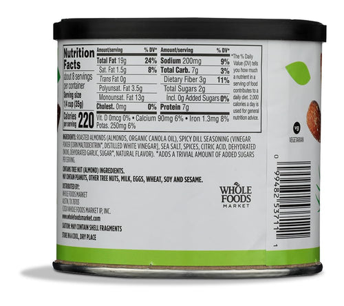 Dill Pickle Seasoned Almonds 10 Oz 365 By Whole Foods Market