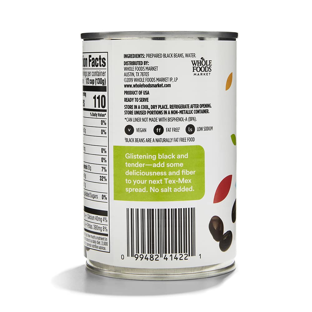Unsalted Black Beans 15 Oz 365 By Whole Foods Market