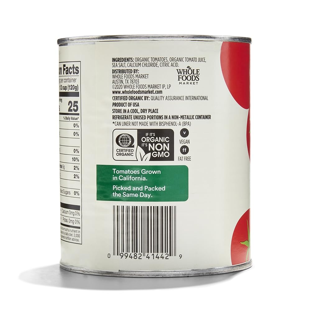 Organic Whole Peeled Tomatoes 28 Oz 365 By Whole Foods Market
