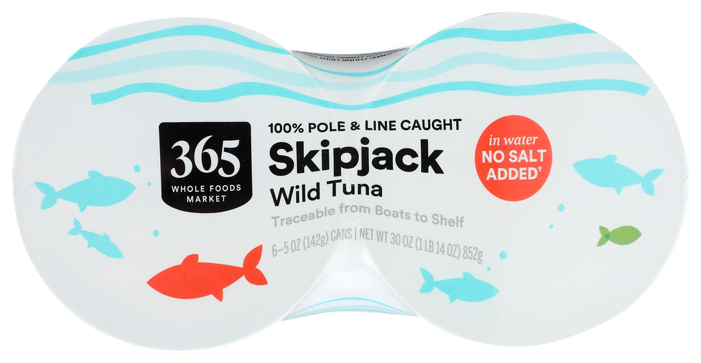 Skipjack Tuna in Water No Salt Added 30 Oz 6 Pack 365 By Whole Foods Market