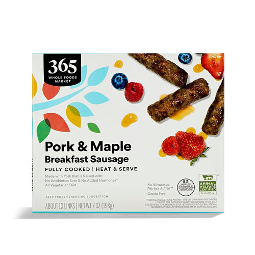 Breakfast Pork & Maple Sausage Links 7 Oz 365 By Whole Foods Market