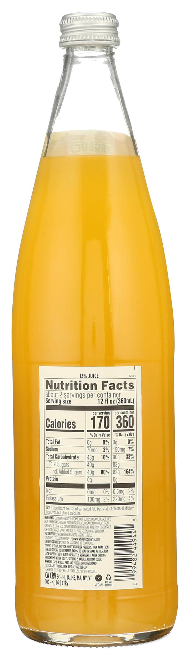 Organic Tropical Blend Italian Soda 25.4 Fl Oz 365 By Whole Foods Market