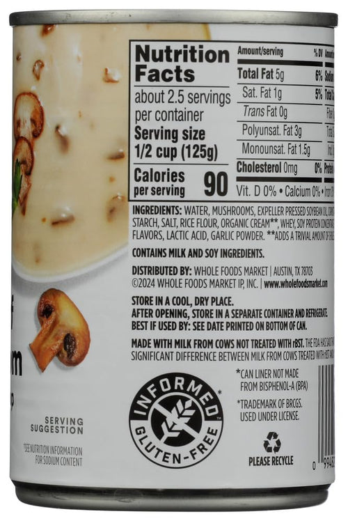 Condensed Cream of Mushroom Soup 10.5 Oz 365 By Whole Foods Market