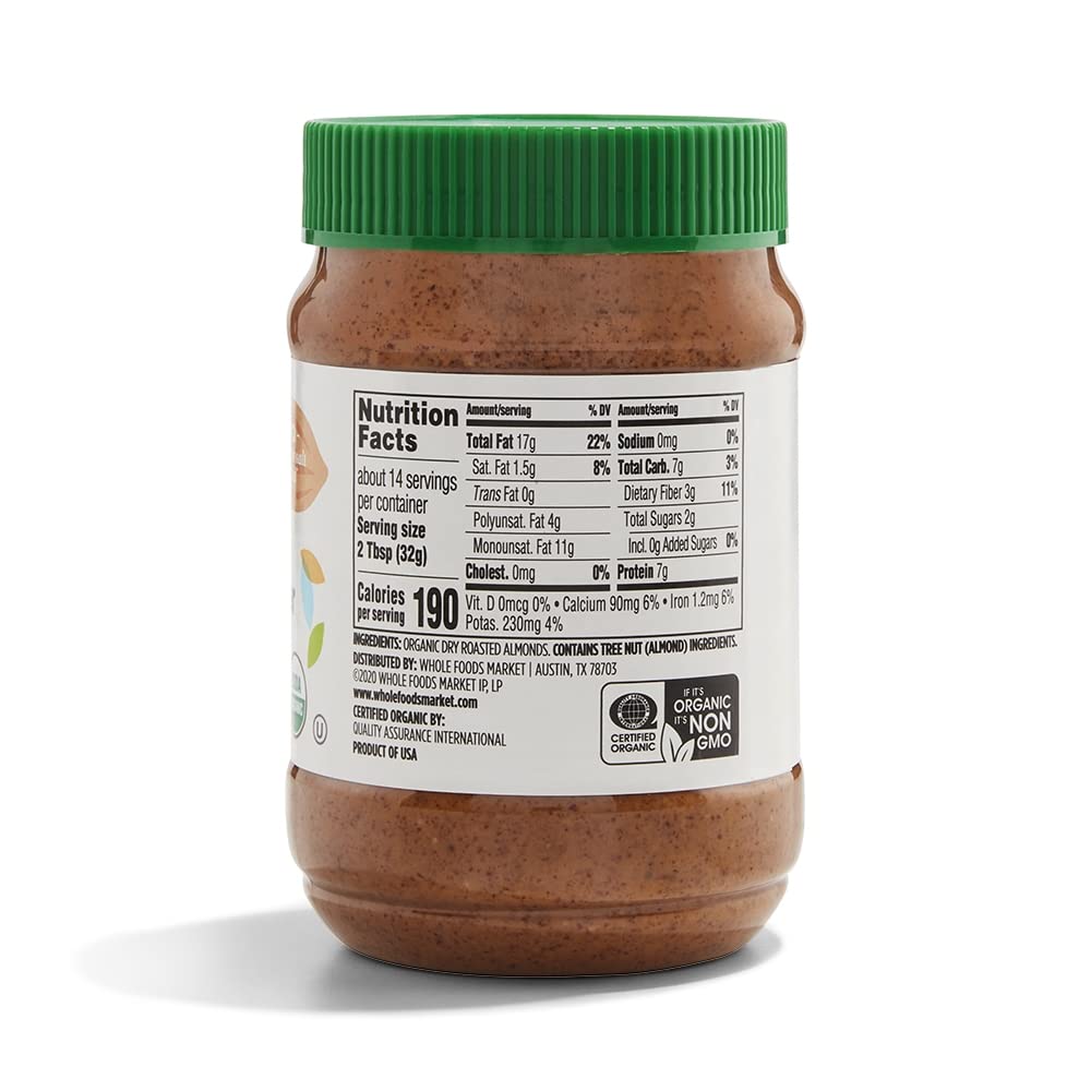 Organic Creamy Almond Butter 16 Oz 1 Count 365 By Whole Foods Market