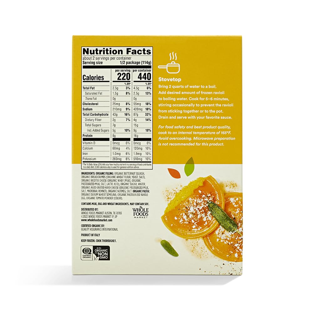 Organic Butternut Squash Ravioli 8 Oz 365 By Whole Foods Market