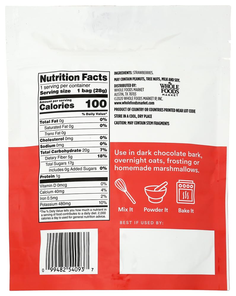 Freeze Dried Strawberries 1 Oz 365 By Whole Foods Market