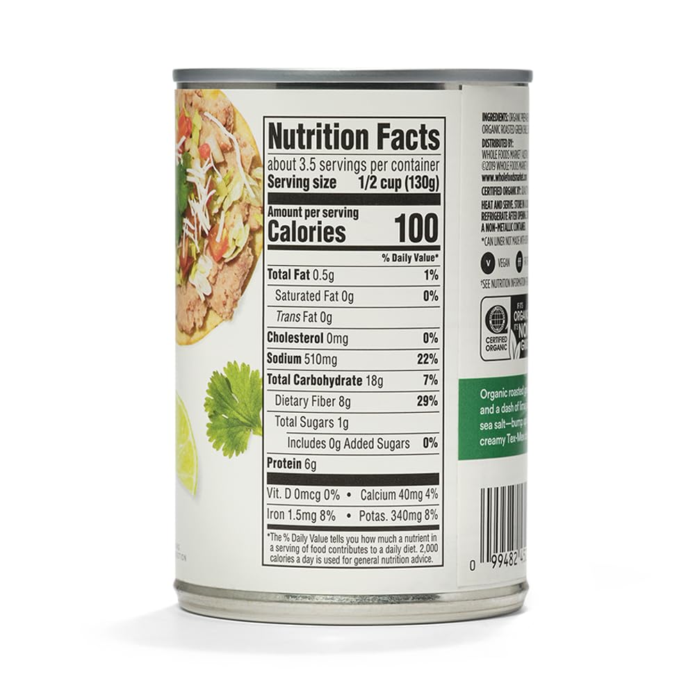 Organic Refried Beans Roasted Chili & Lime 16 Oz 365 By Whole Foods Market