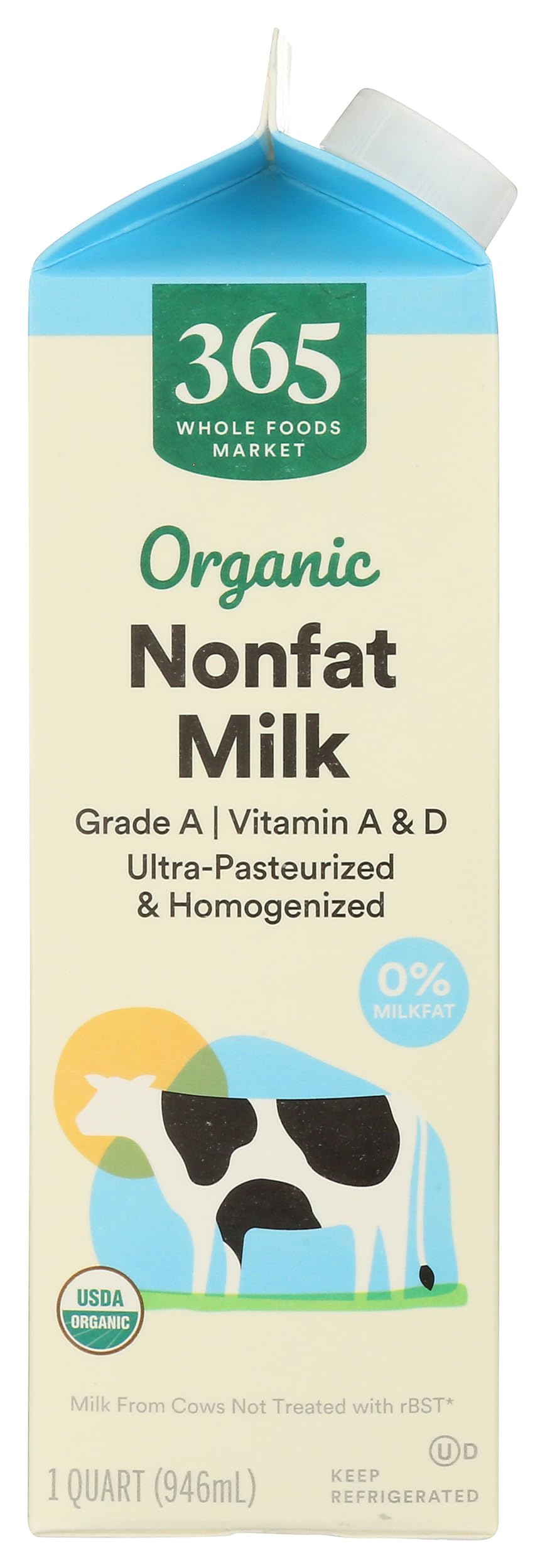 Organic Fat Free Milk 32 FZ 365 By Whole Foods Market