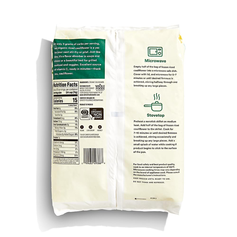 Organic Riced Cauliflower 24 Oz 1 Count 365 By Whole Foods Market
