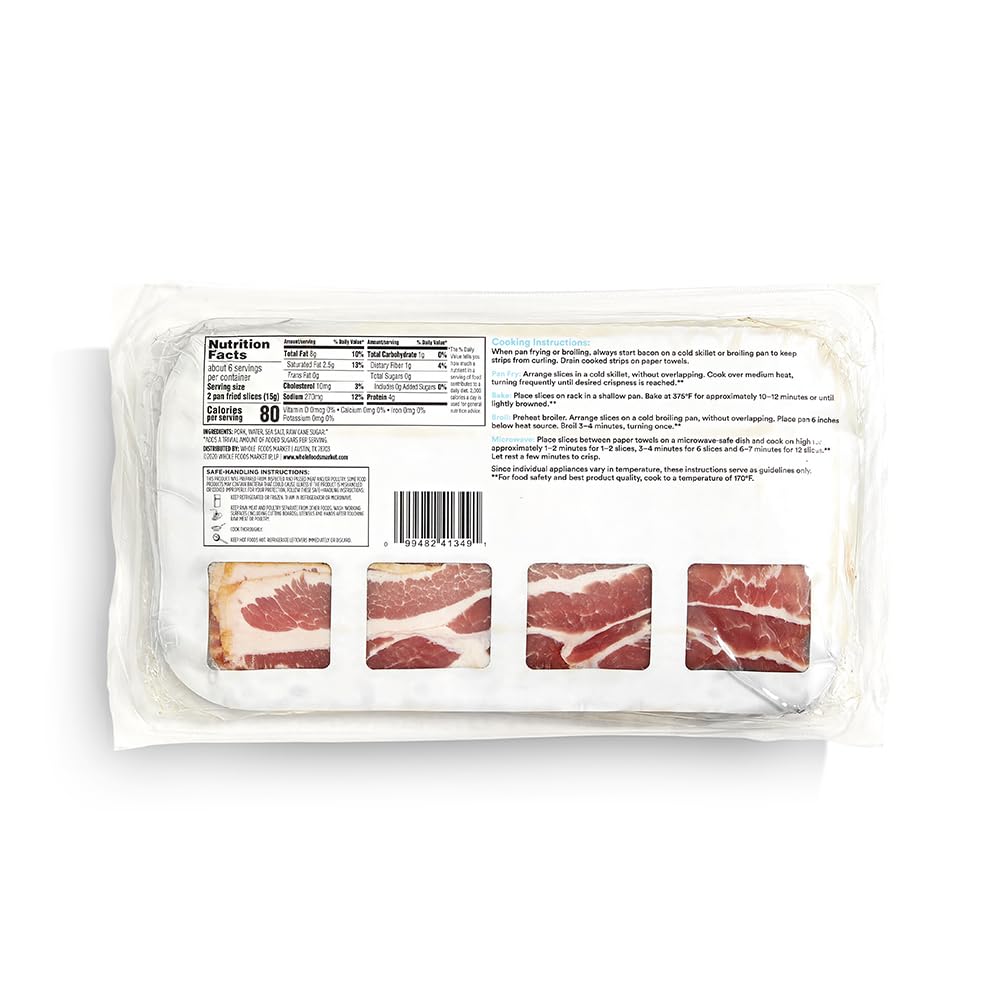 Uncured Center Cut Smokehouse Bacon 12 Oz 365 By Whole Foods Market
