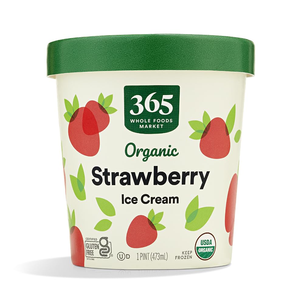 Organic Strawberry Ice Cream 1 Pint 365 By Whole Foods Market