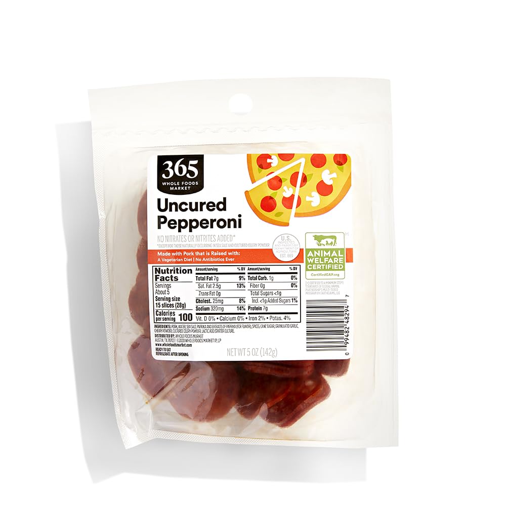 Uncured Pork Pepperoni 5 Oz 365 By Whole Foods Market