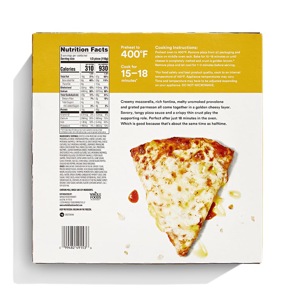 Four Cheese Thin Crust Pizza 12.5 Oz 1 Count 365 By Whole Foods Market