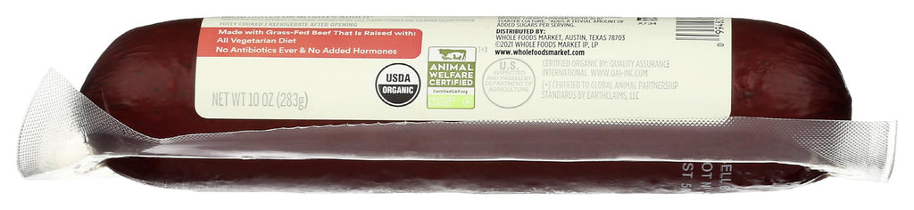 Organic Grass Fed Beef Summer Sausage 10 Oz 365 By Whole Foods Market