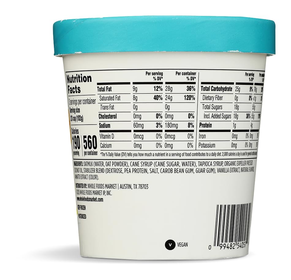 Vanilla Oat Milk Frozen Dessert 1 PT 365 By Whole Foods Market