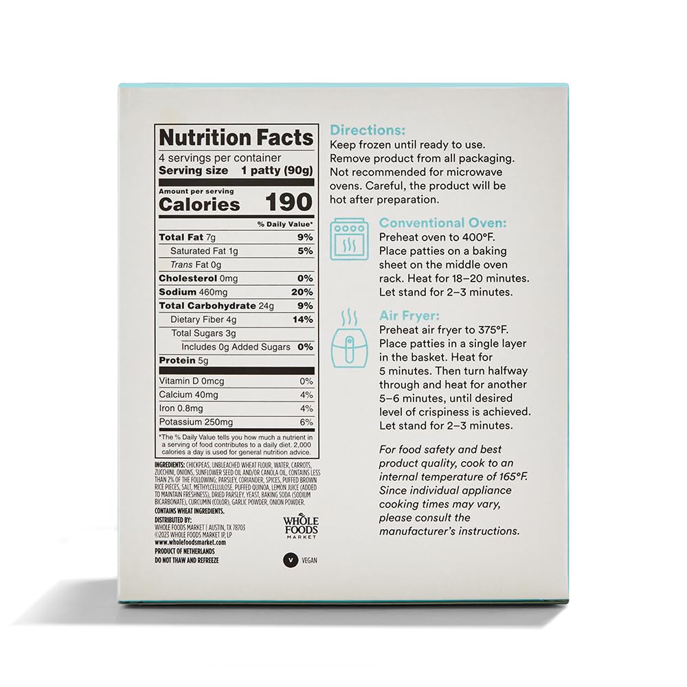 Frozen Falafel Burgers 12.6 Oz 365 By Whole Foods Market