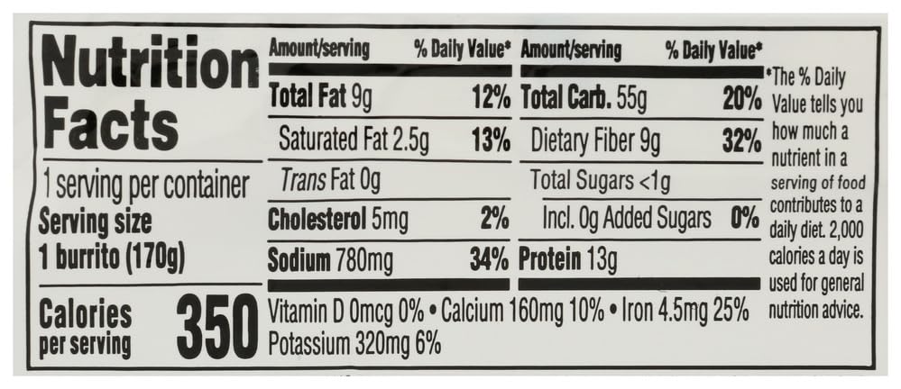 Bean and Cheese Burrito 6 Oz 365 By Whole Foods Market