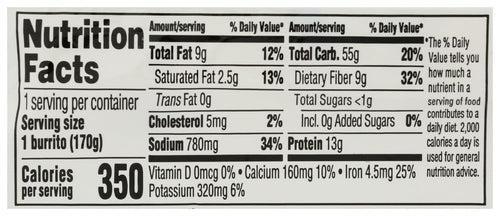 Bean and Cheese Burrito 6 Oz 365 By Whole Foods Market