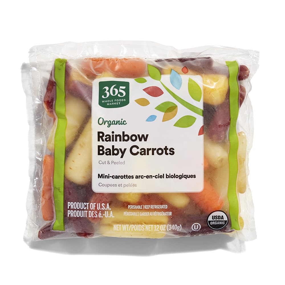 Organic Rainbow Baby Carrots Cut & Peeled 12 Oz 365 By Whole Foods Market