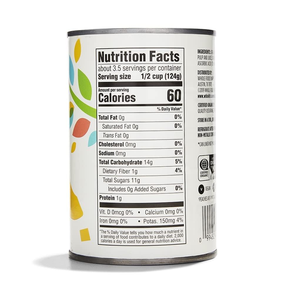 Organic Yellow Cling Peach Slices 15 Oz 365 By Whole Foods Market