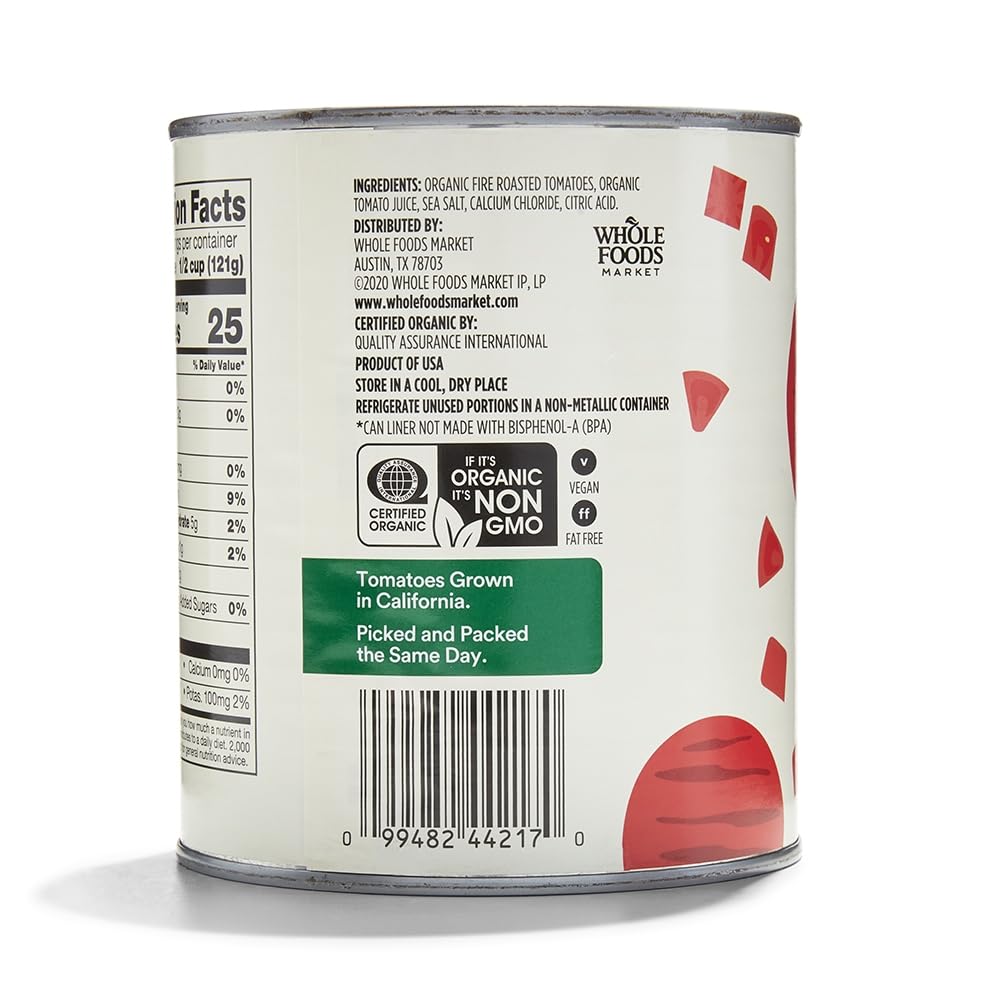 Organic Diced Tomatoes Fire Roasted 28 Oz 365 By Whole Foods Market