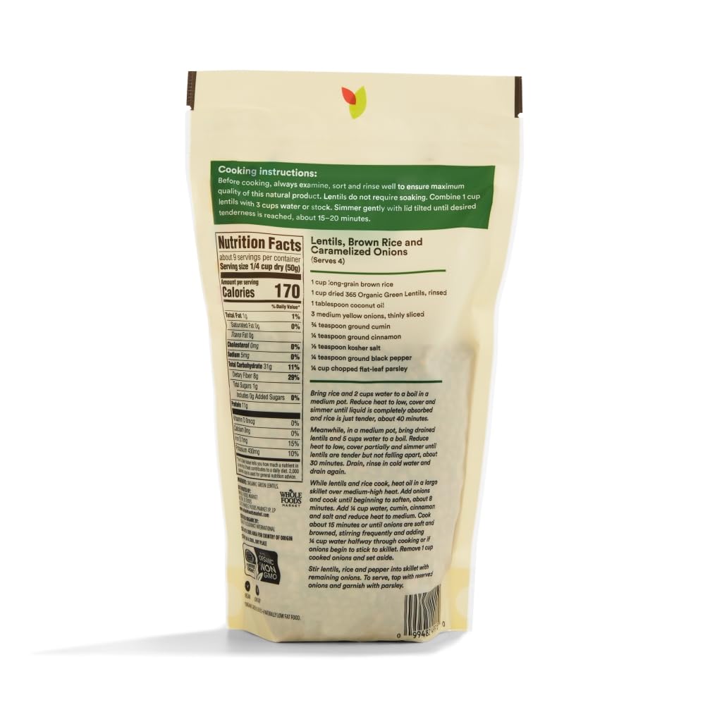 Organic Green Lentils 16 Oz 365 By Whole Foods Market
