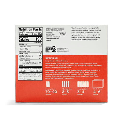 Classic Breakfast Pork Sausage 7 Oz 365 By Whole Foods Market