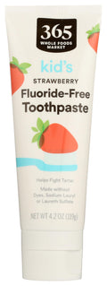 Kids Fluoride-Free Toothpaste Strawberry 4.2 Oz 365 By Whole Foods Market