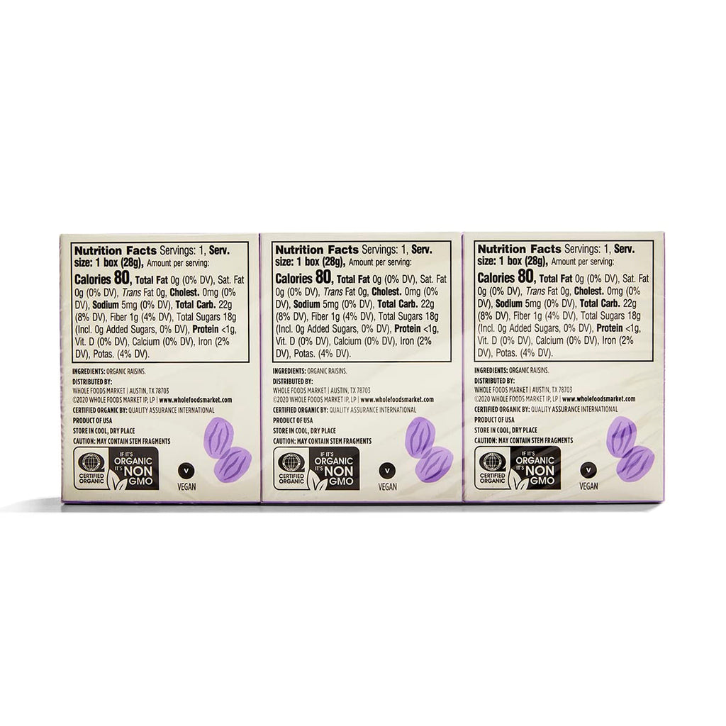 Organic Raisins 1 Oz 6 Count 365 By Whole Foods Market