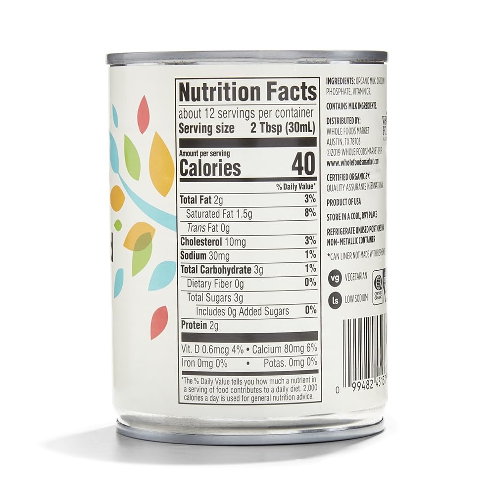 Organic Evaporated Milk 12 Fl Oz 365 By Whole Foods Market