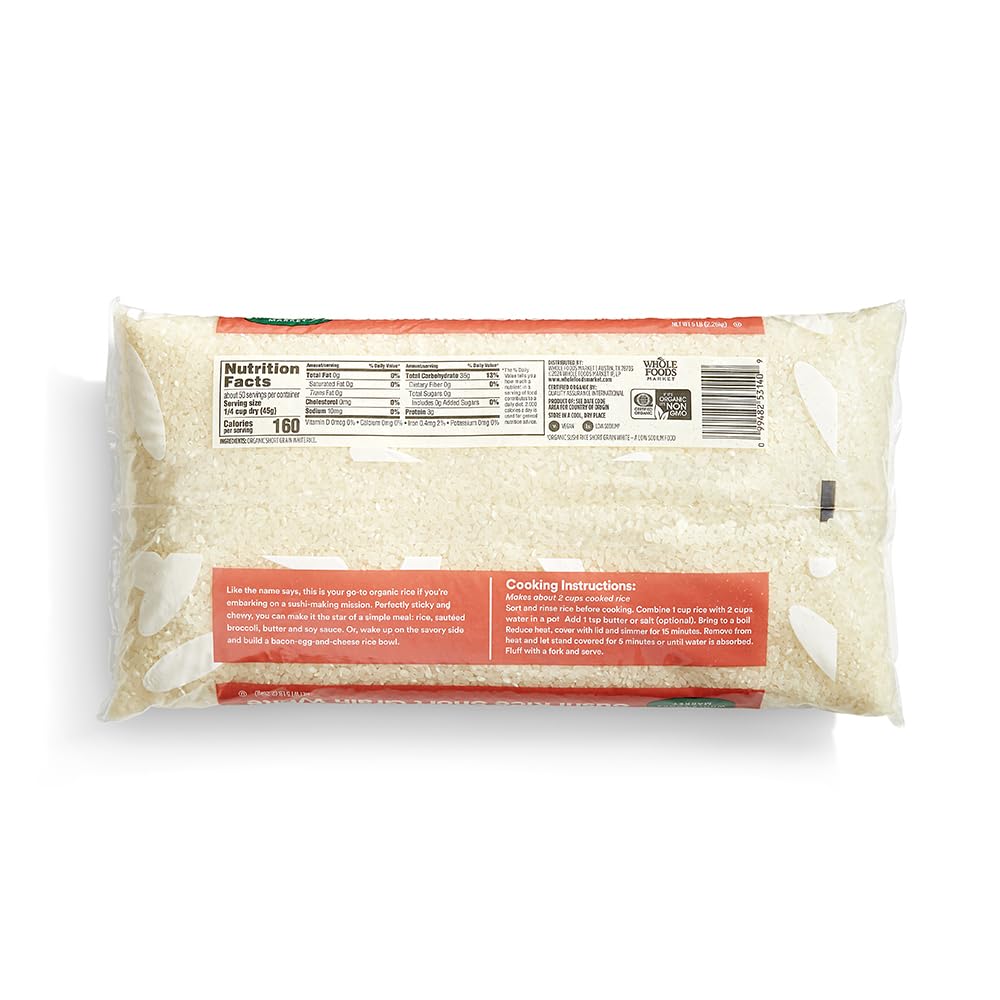 Organic Sushi White Short Grain Rice 80 Oz 365 By Whole Foods Market