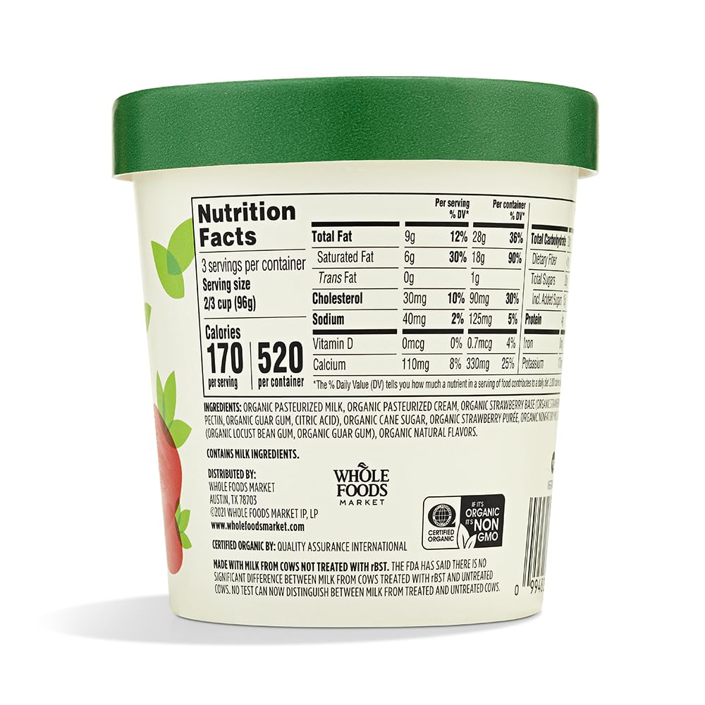 Organic Strawberry Ice Cream 1 Pint 365 By Whole Foods Market