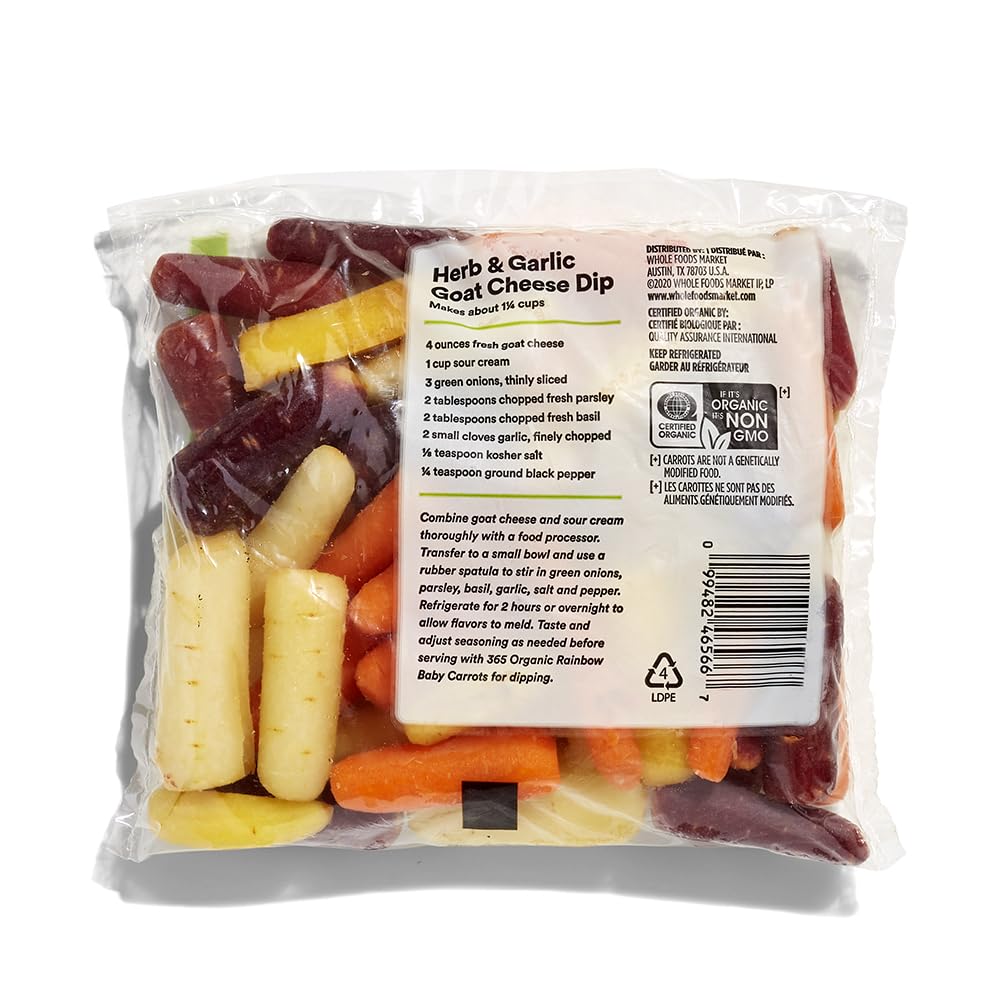 Organic Rainbow Baby Carrots Cut & Peeled 12 Oz 365 By Whole Foods Market