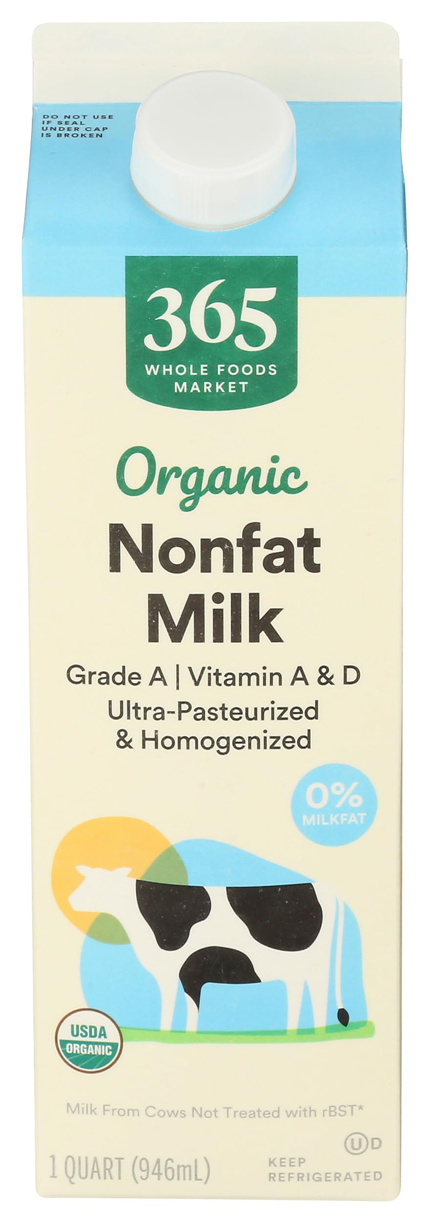 Organic Fat Free Milk 32 FZ 365 By Whole Foods Market