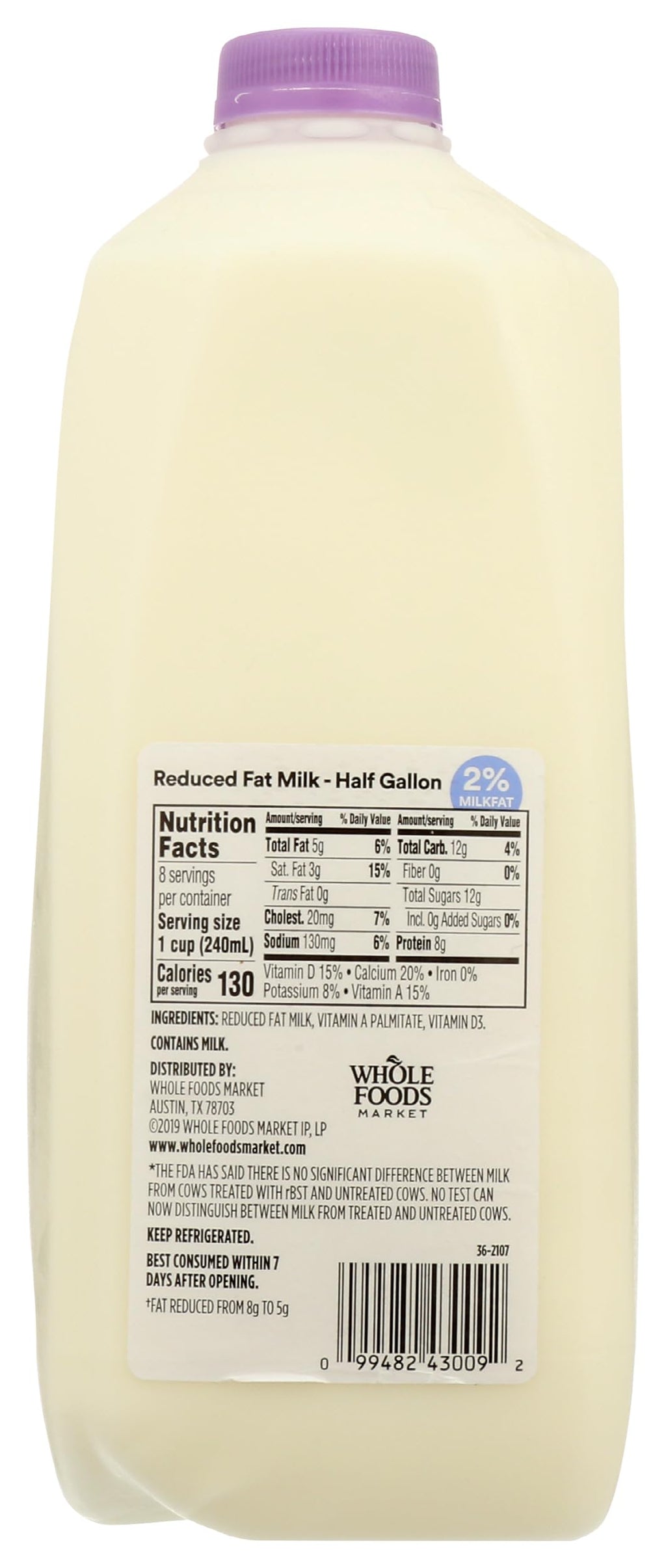 Reduced Fat 2% Milk 64 Fl Oz 365 By Whole Foods Market