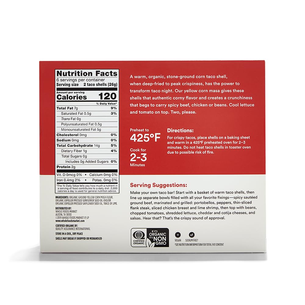 Organic Yellow Taco Shells 5.5 Oz 365 By Whole Foods Market