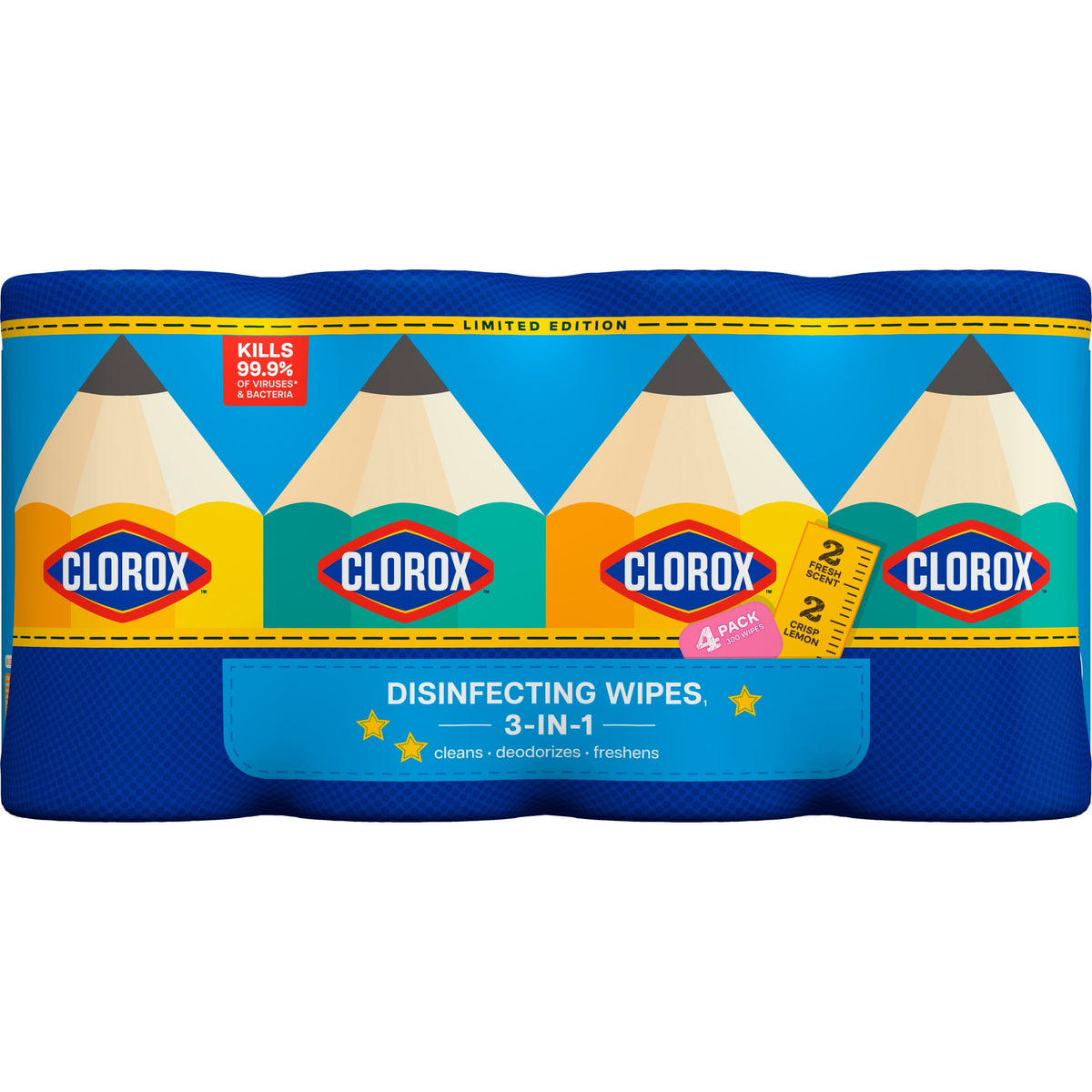 Clorox Disinfecting Wipes Back to School Variety Pack 75 Count Pack of 4