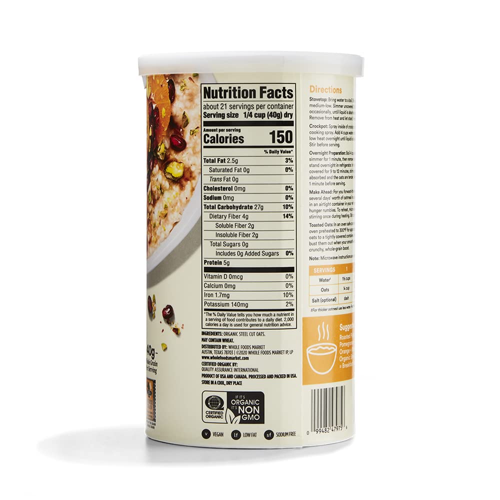 Organic Steel Cut Oats 30 Oz 365 By Whole Foods Market