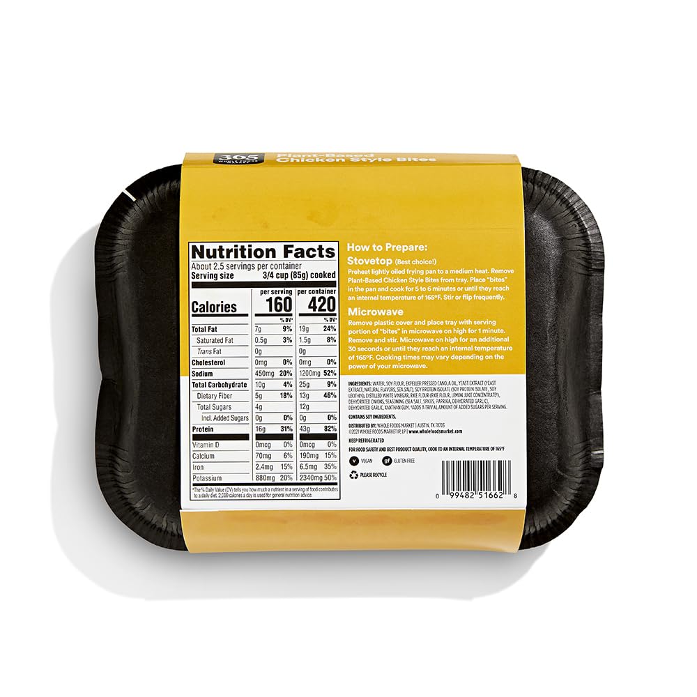 Plant Based Chicken Chunks 8 Oz 365 By Whole Foods Market