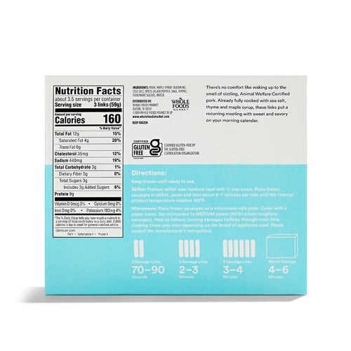 Breakfast Pork & Maple Sausage Links 7 Oz 365 By Whole Foods Market