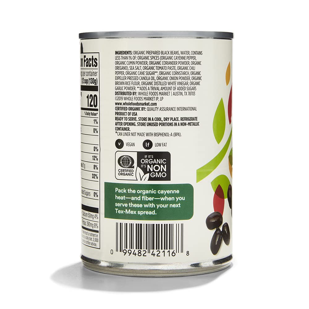 Organic Spicy Black Beans 15 Oz 365 By Whole Foods Market