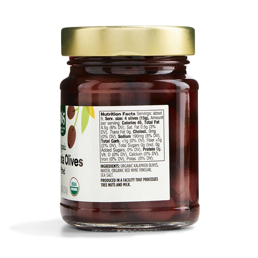 Organic Pitted Kalamata Olives 4.6 Oz 1 Count 365 By Whole Foods Market